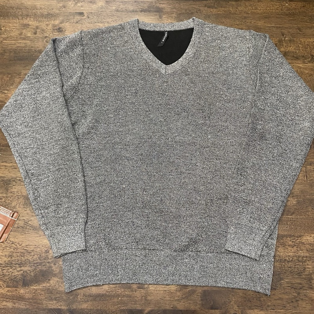 True Rock Mens V Neck Cotton Sweater Gray Mens Sz Large Preppy Classic